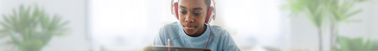 boy wearing headphones