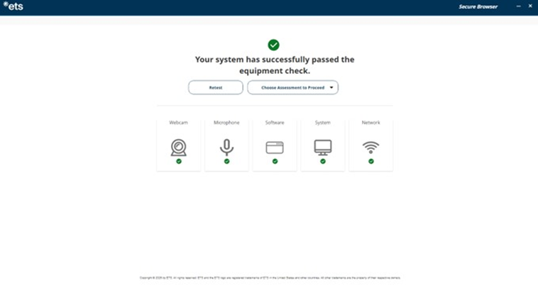 Verificação do equipamento aprovada