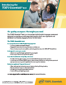 Apresentando o folheto do Teste TOEFL® Essentials™