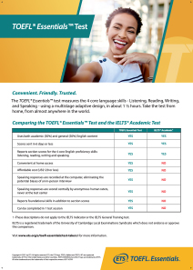 Comparação entre o Teste Essencial do TOEFL e o Teste Académico do IELTS