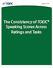 leia mais sobre a consistência das pontuações de fala do TOEIC entre classificações e tarefas